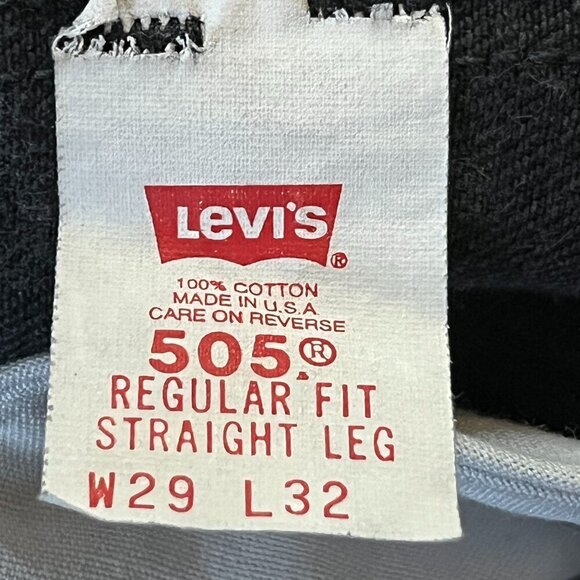 LEVI'S ORANGE TAB MADE IN USA 505 REGULAR FIT STRAIGHT LEG BLACK JEANS W29 L32 - Picture 8 of 12